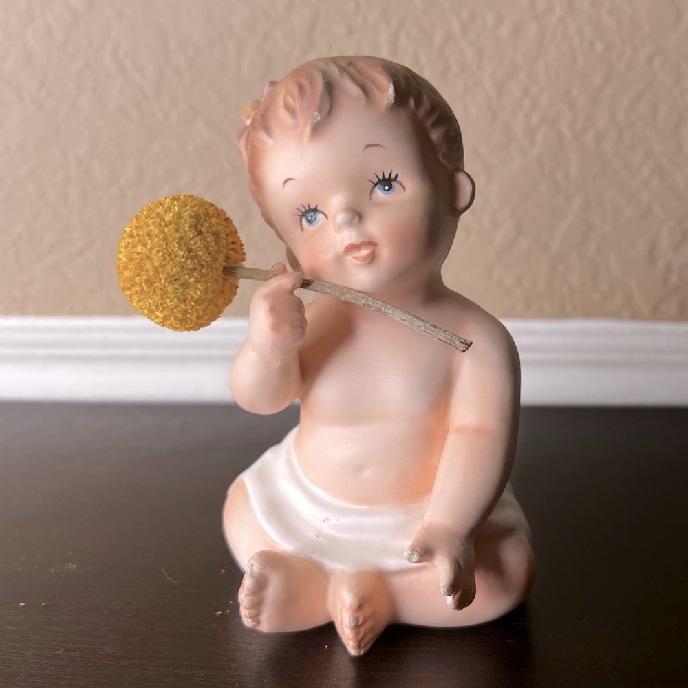 Vintage 1961 Enarco Bisque Piano Baby E-183/L, Made in Japan, Figurine, doll
